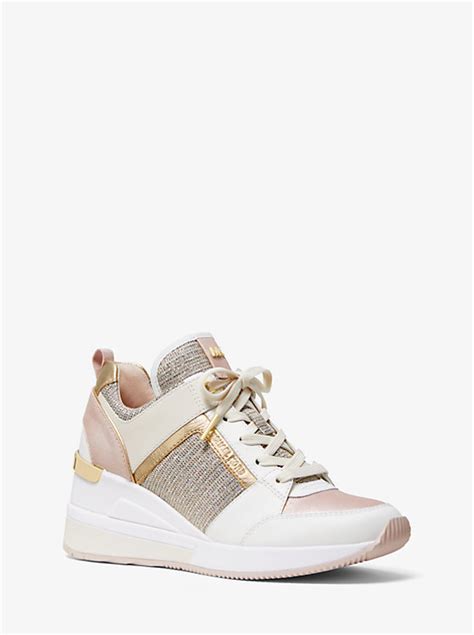 michael michael kors georgie chain mesh and leather trainer|Georgie Leather and Glitter Chain.